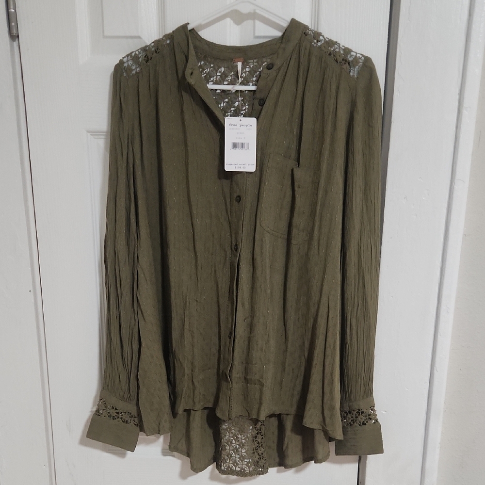 Free People The best Crochet Button Down Size S